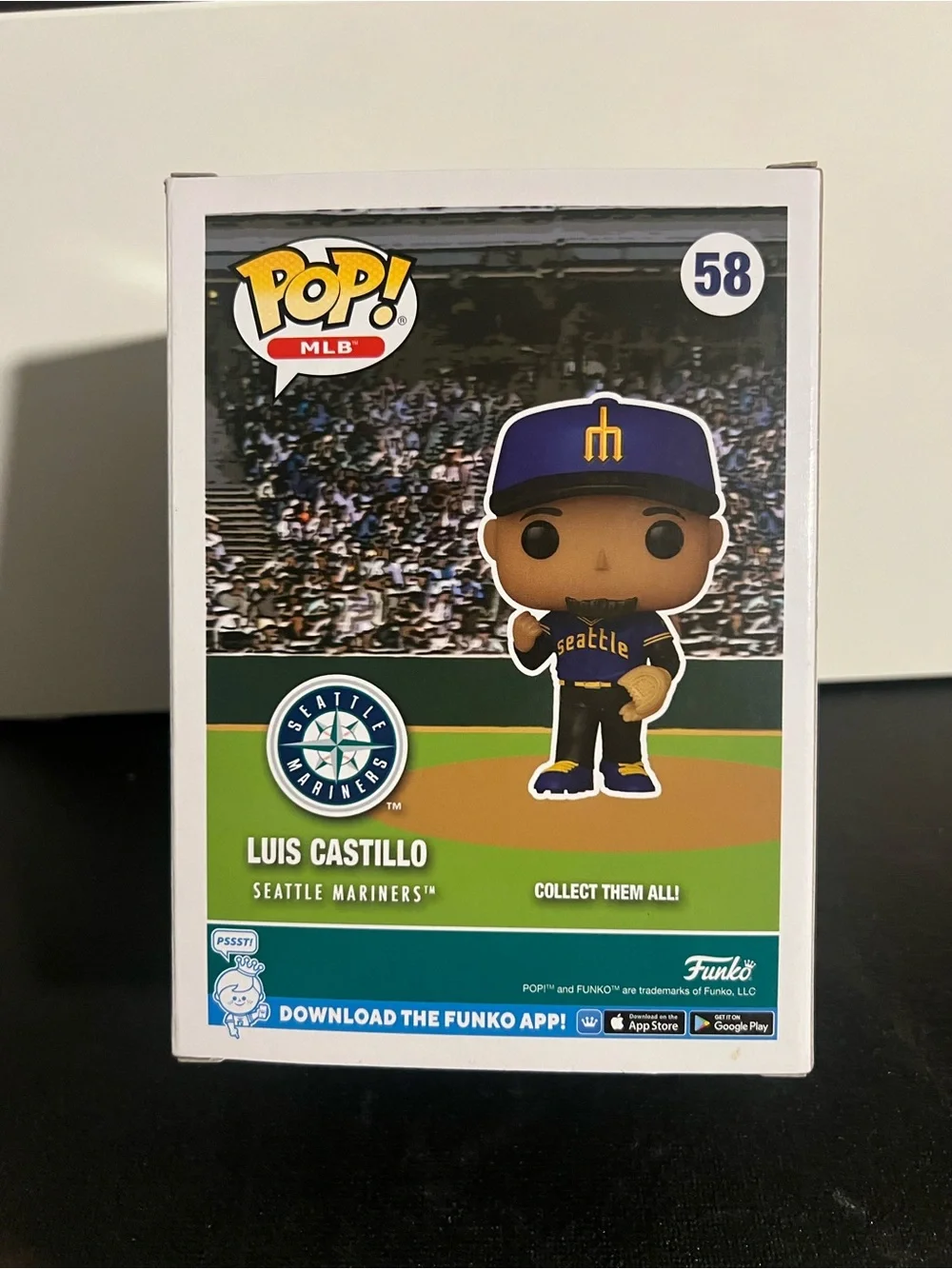 Funko Pop! MLB #58 - Luis Castillo Seattle Mariners NIB - Picture 2 of 2